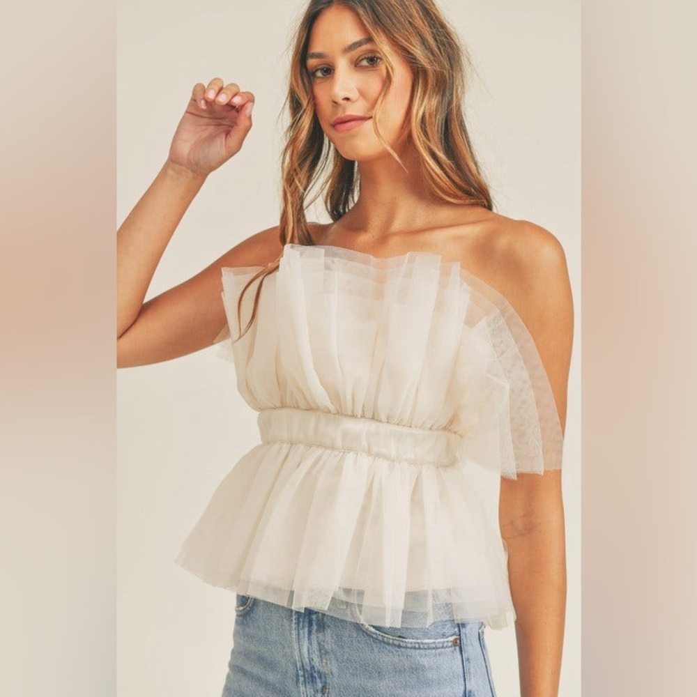 Anthropologie Mable Oganza tulle strapless top